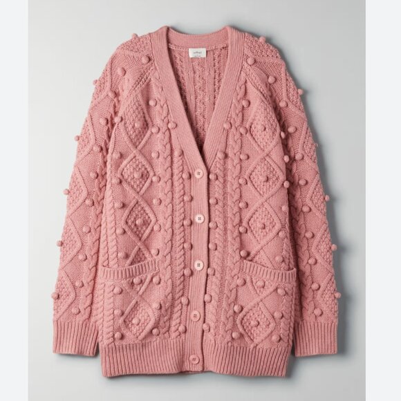 Aritzia Sweaters - Aritzia Wilfred Alps Wool Cable Knit Cardigan Sweater Dusty Rose Pink Sz Large